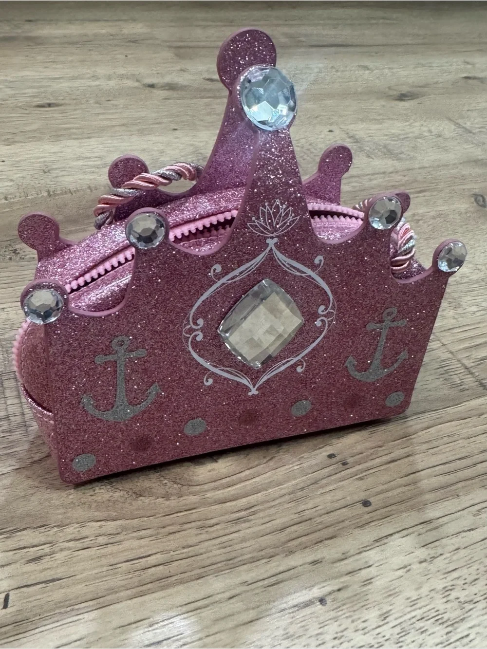 Disney Pink Glitter Princess Crown Crossbody Bag